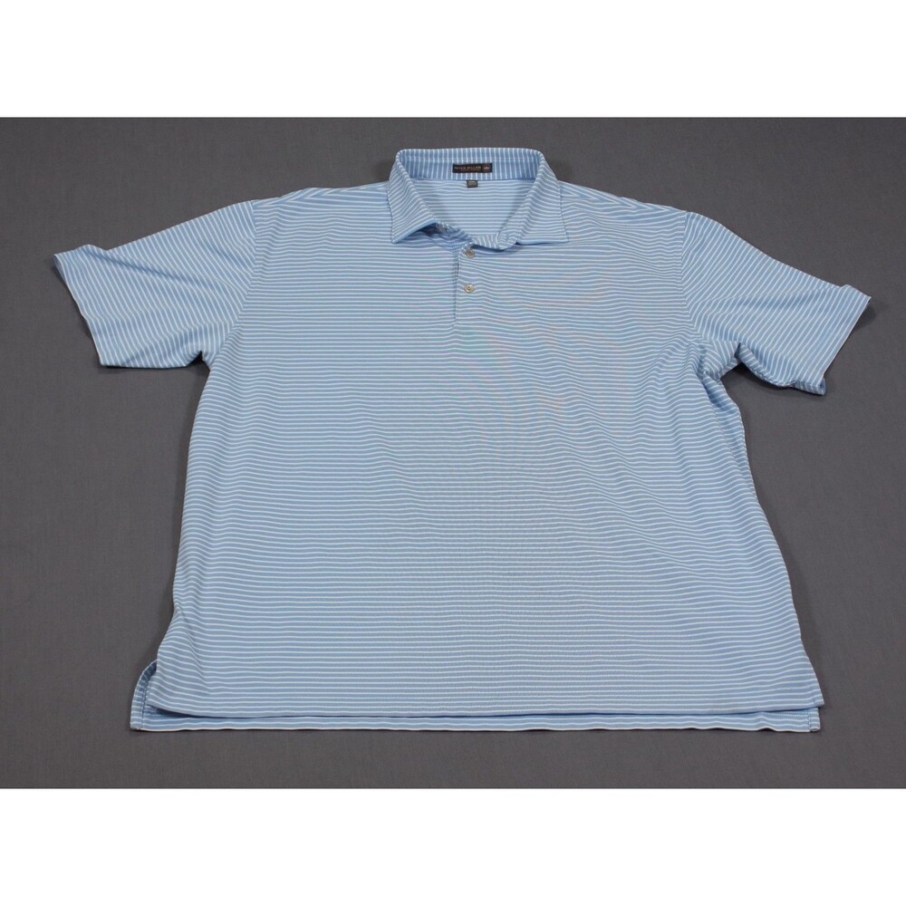 Peter Millar Polo Shirt Mens Blue White Striped Summer Comfort Golf Stretch XXL - Picture 1 of 10